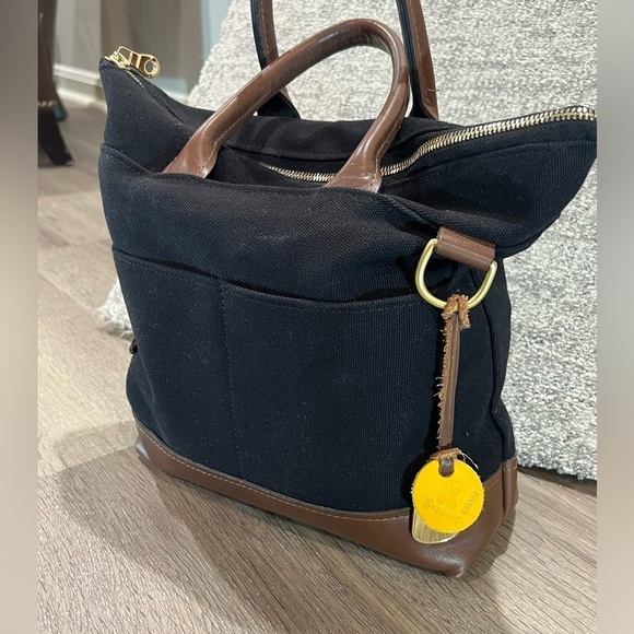 R. Riveter Otto Signature Black Canvas Brown Leather Iconic Bag Crossbody Strap - Picture 8 of 14